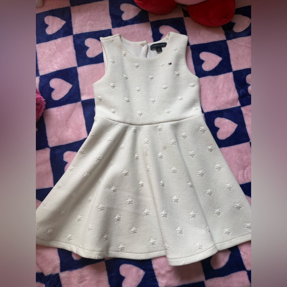Tommy Hilfiger White Star Embossed Kids Formal Dress